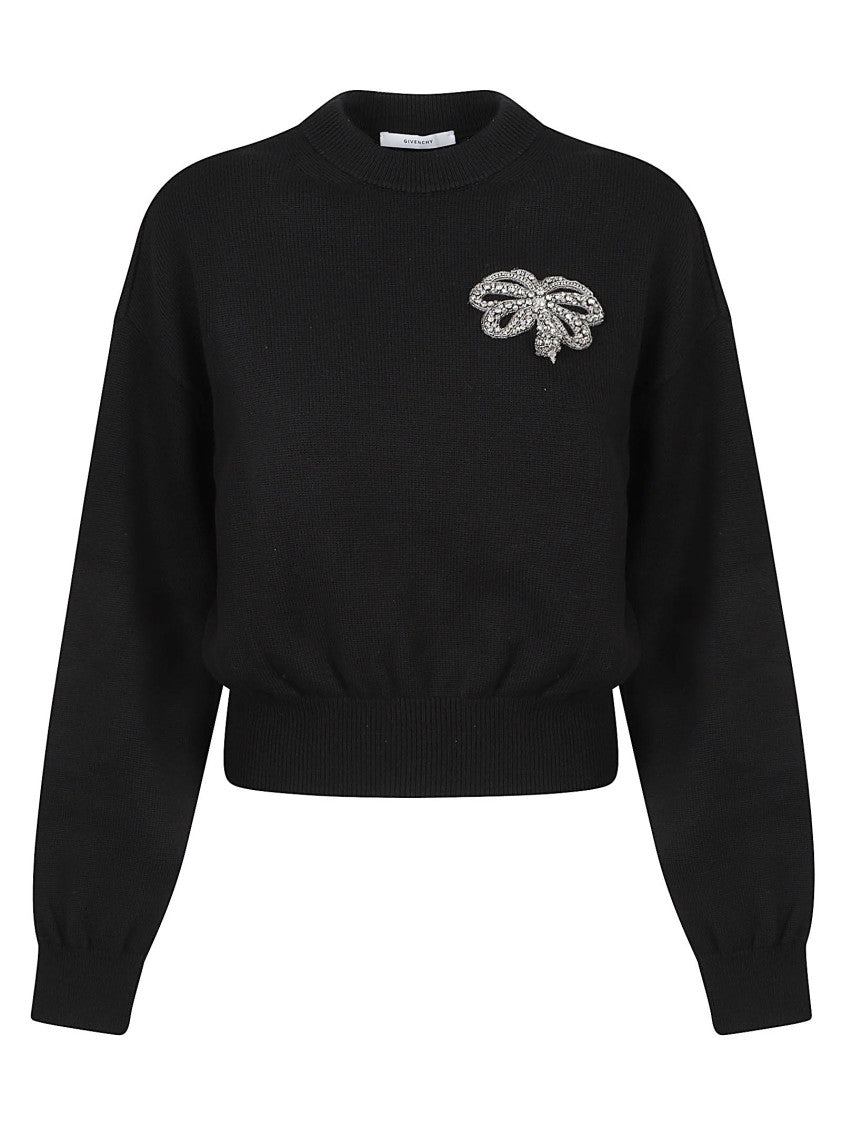 Givenchy Wool Cotton-Blend Bow Knit Sweater
