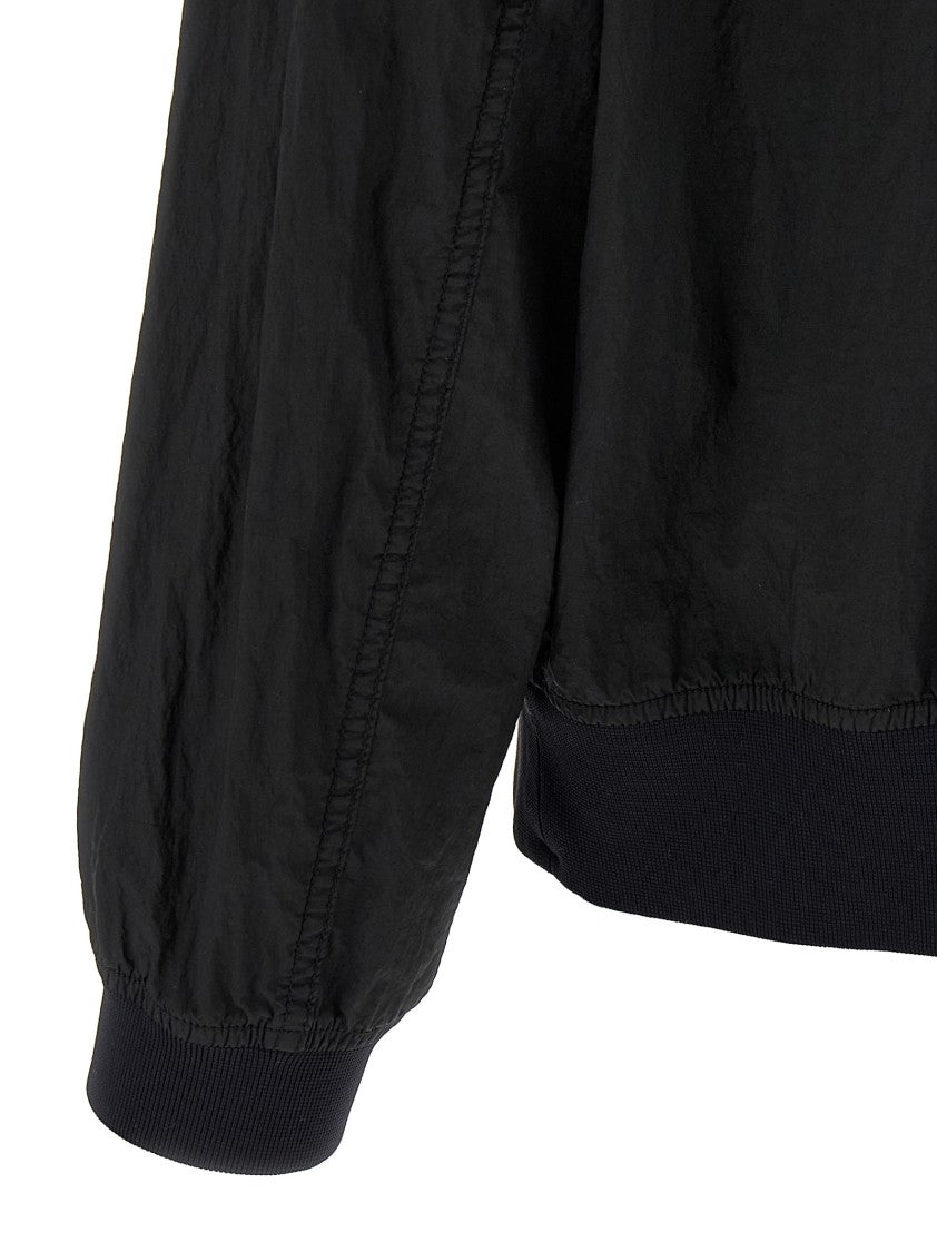 Stone Island Wrinkled Nylon Bomber Jacket With Zip Pockets