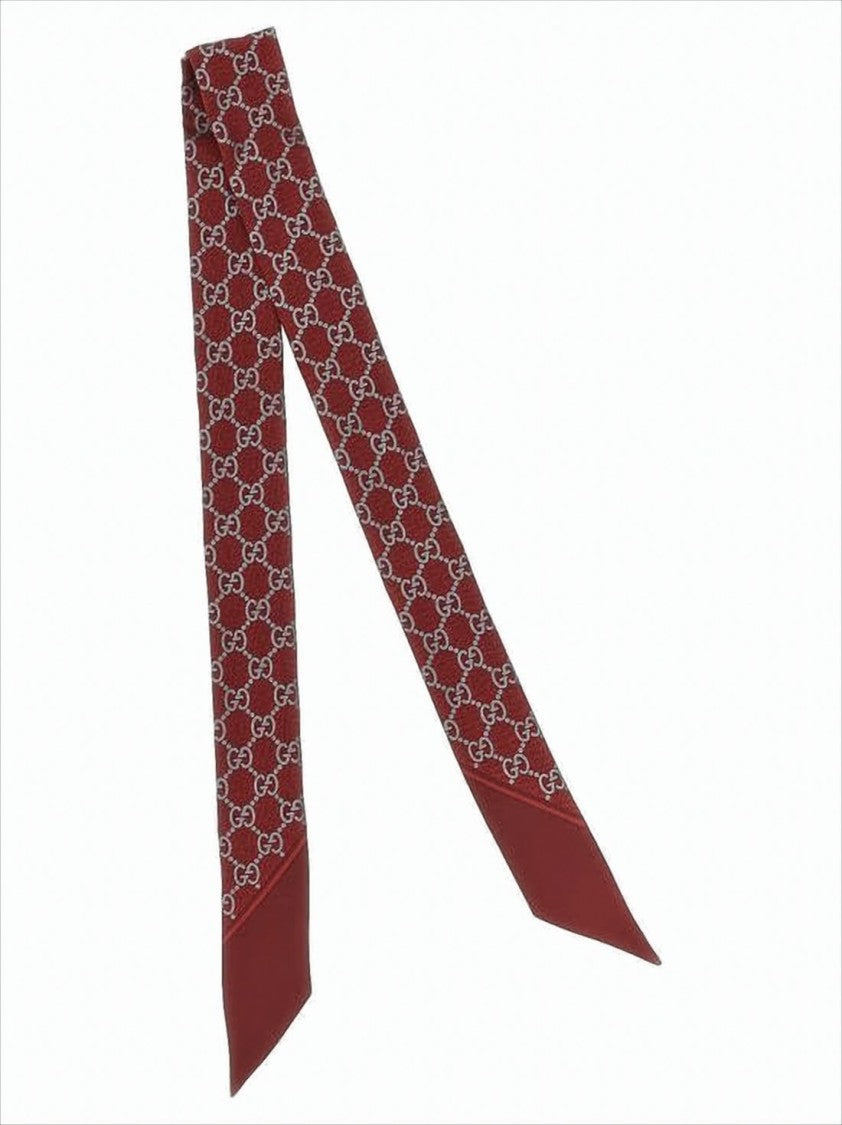 Gucci Silk Scarf With Interlocking Double-G Pattern And Pointed Ends