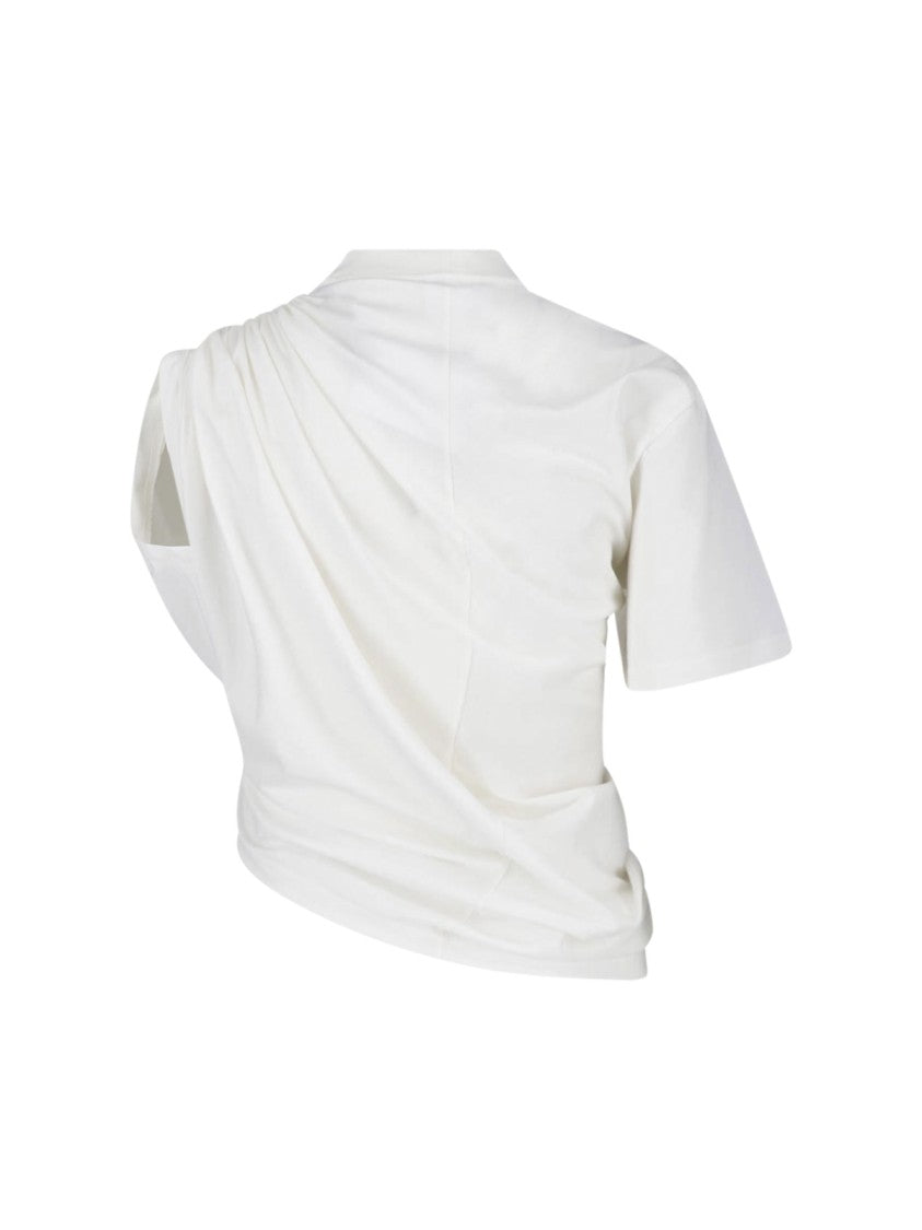 Courrèges White Asymmetrical Twist Unique Panel T-Shirt