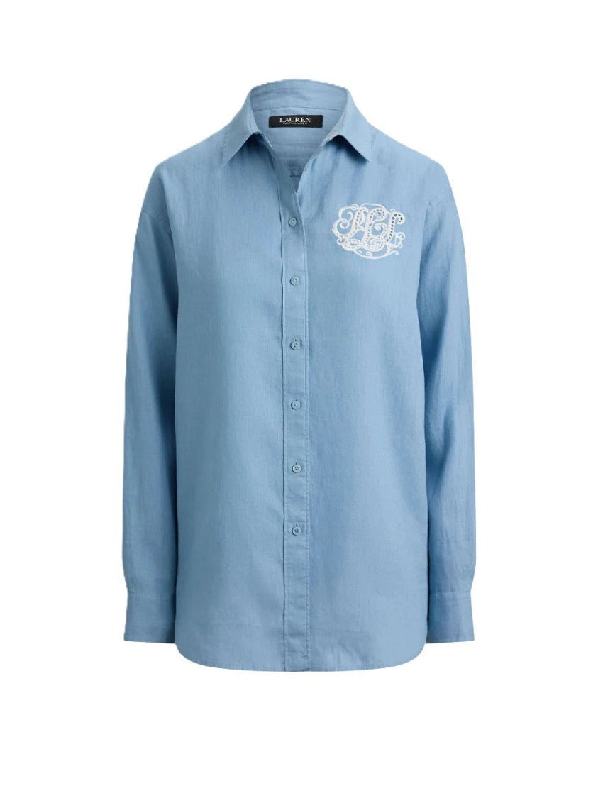 Lauren Ralph Lauren Blue Woven Sport Recycled Shirt Blouse