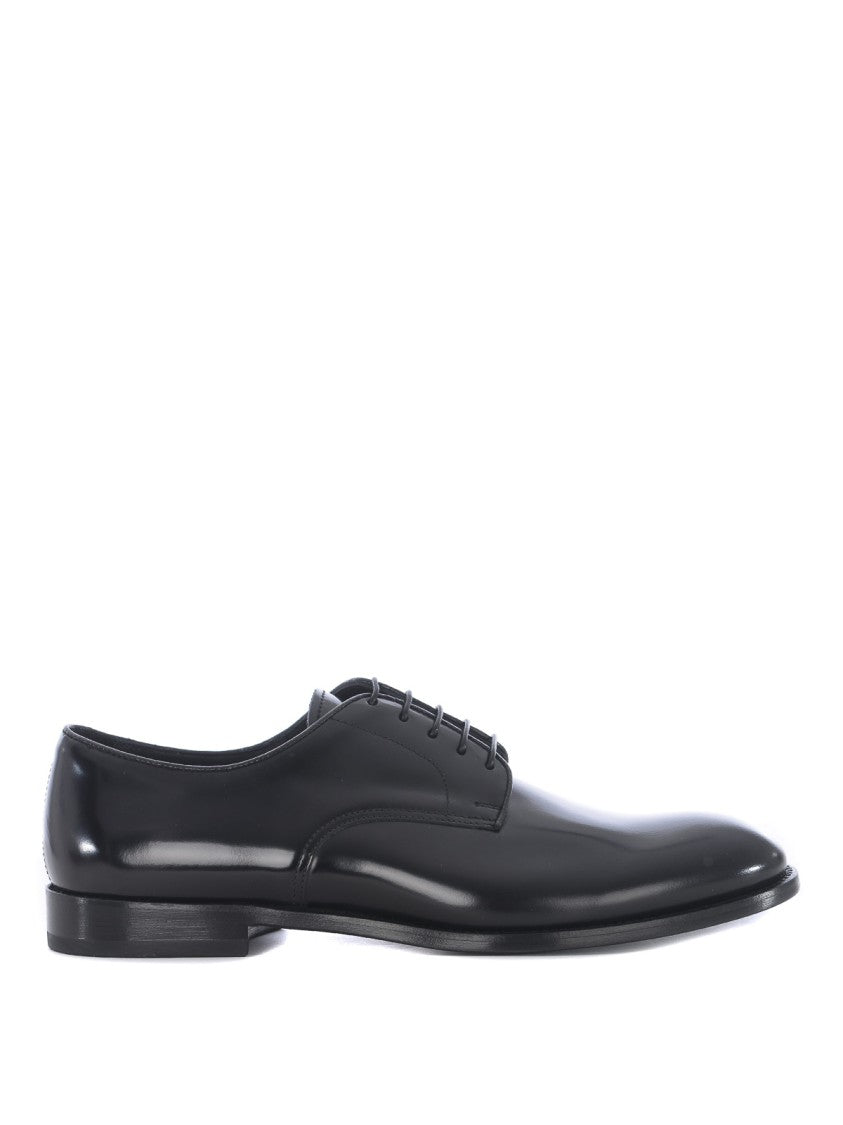 Doucal's Oxford Shoe In Black Brushed Leather
