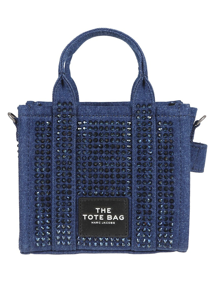 Marc Jacobs Cotton Denim Tote With Crystal Embellishments