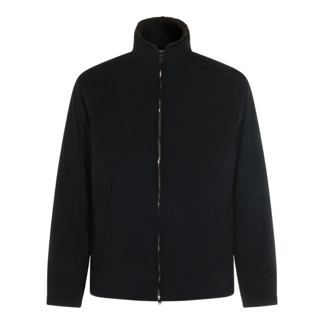 Herno Tailored Minimalist Jacket With High Collar And Fur Lining