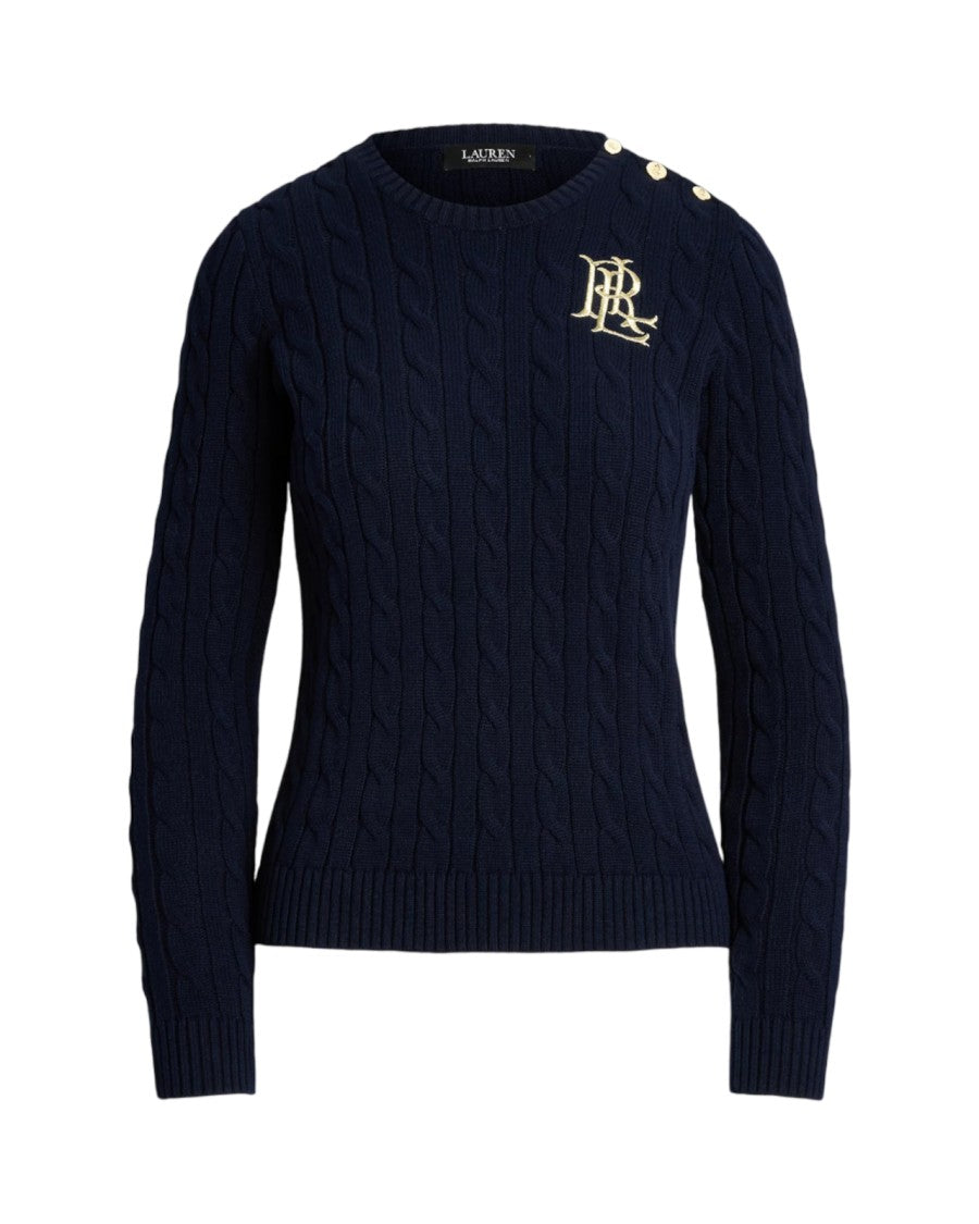 Lauren Ralph Lauren Navy Blue Montiva Cotton Pullover Sweater