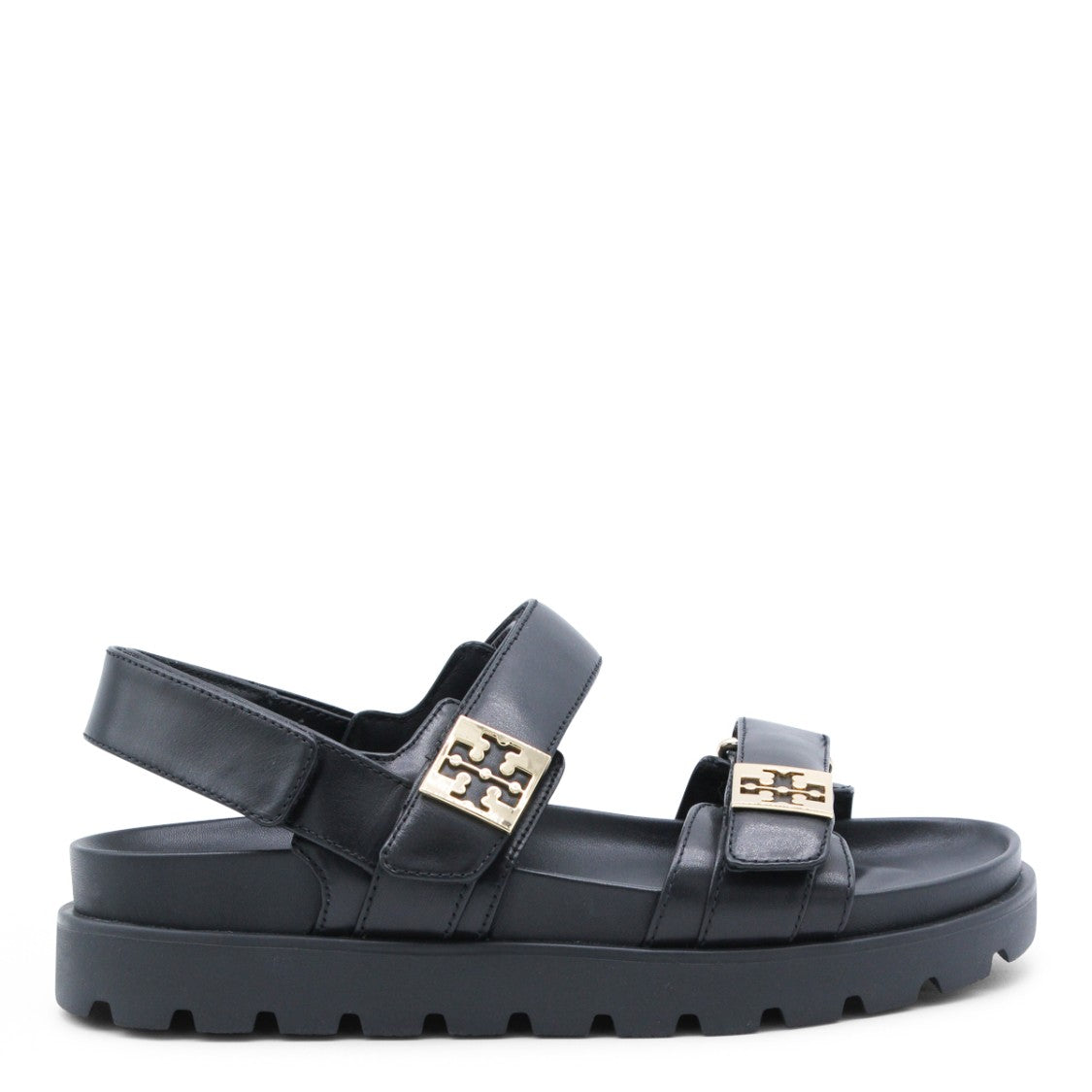 Tory Burch Black Leather Buckled Flats