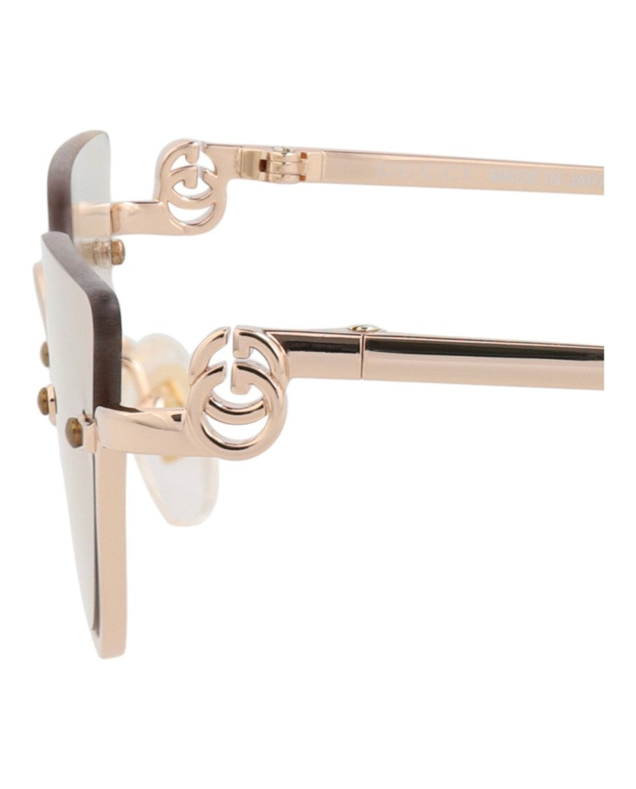 Gucci Cat Eye-Frame Metal Sunglasses With Cutout Accents