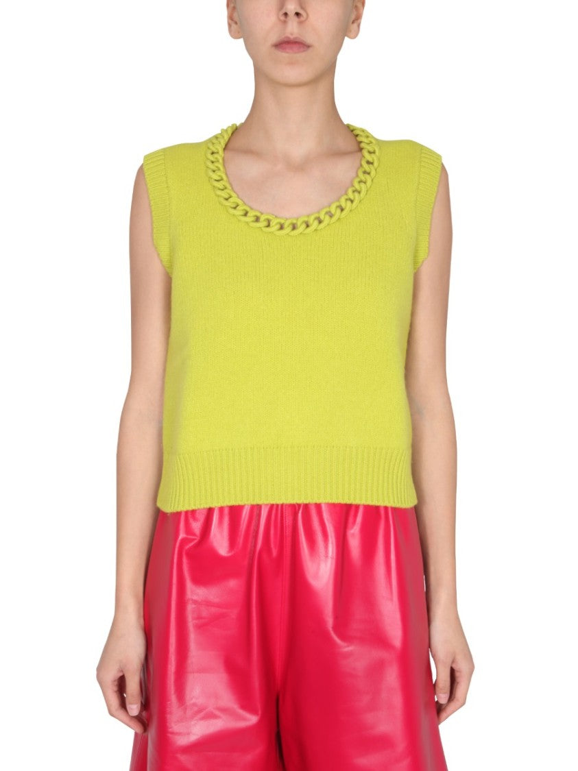Bottega Veneta Wool Vest With Intricate Crochet Chain Design