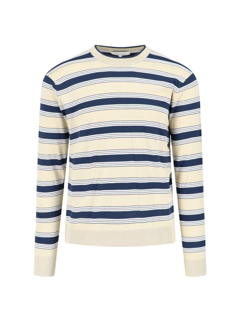 Maison Kitsuné Striped Sweater In Cream Fabric Striped
