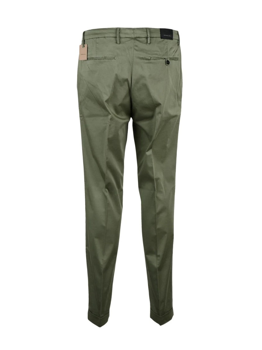 Michael Coal Cotton Stretch Trousers With Front Pleats