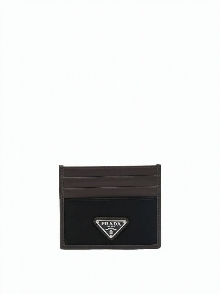 Prada Black Cardholder With Triangular Logo Plaque