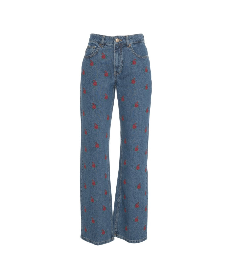 Farm Rio Floral Embroidered Jeans