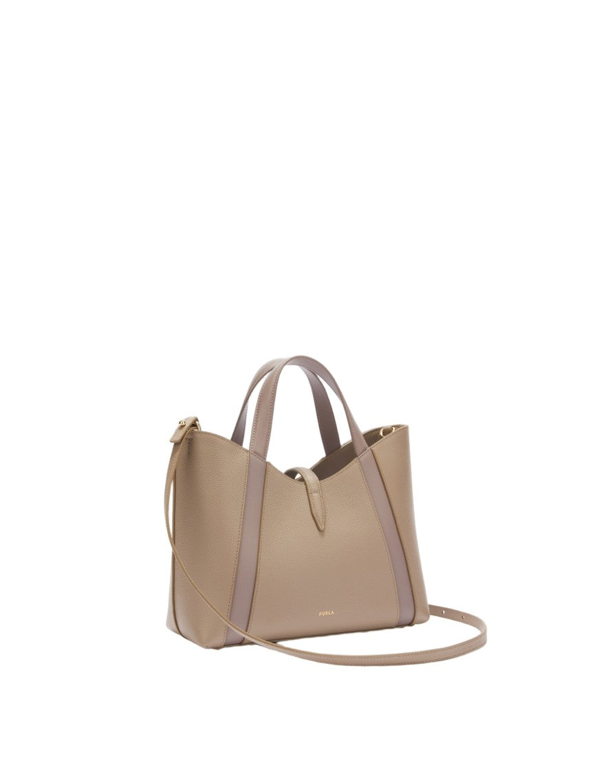 Furla Goccia S Tote Bag In Stucco Color Leather