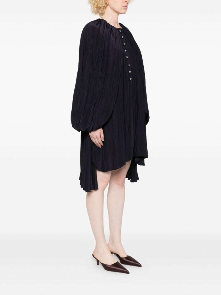 Lanvin Dark Purple Button Front Long Dress