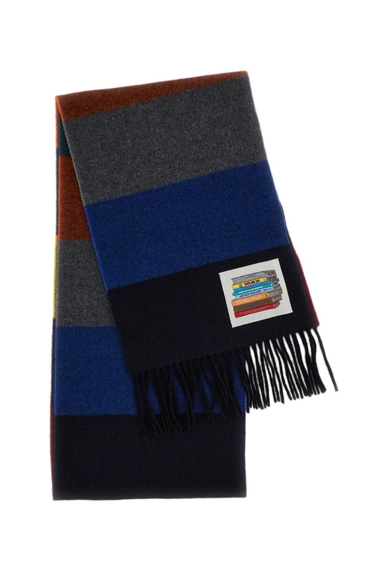 Paul Smith Multicolor Striped Fringed Wool Scarf
