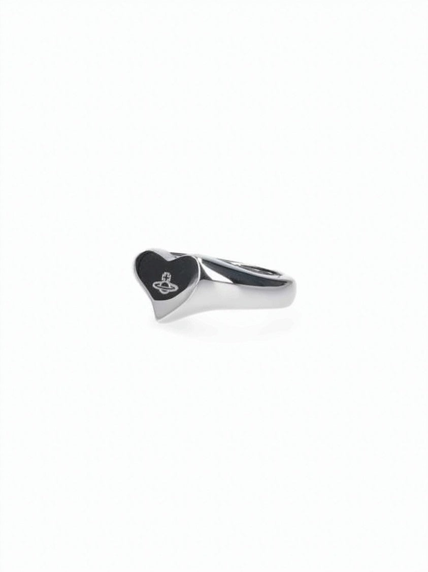 Vivienne Westwood Silver Heart-Shaped Engraved Emblem Ring