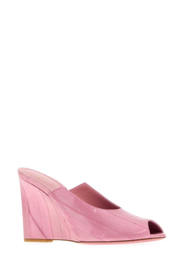 Fendi Pink Leather Arco Wedges