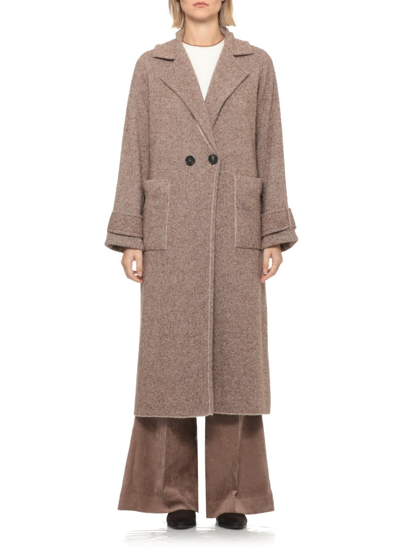 D. Exterior Brown Wool-Blend Coat