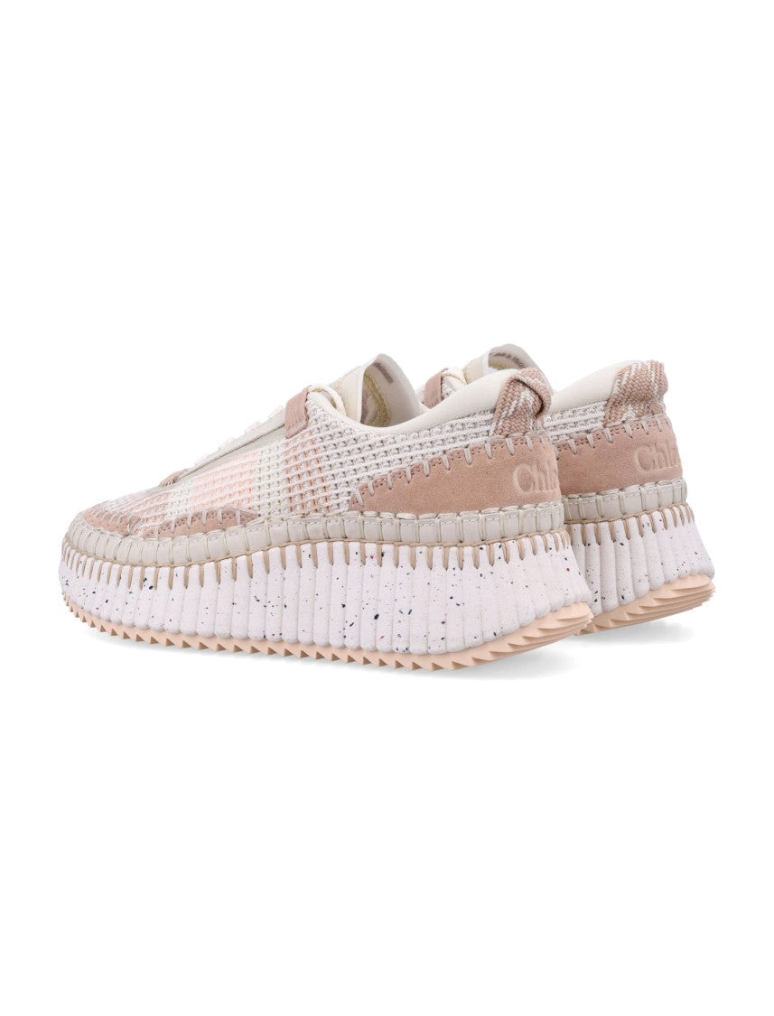 Chloé Hand-Stitched Mesh Sneakers With Suede Inserts