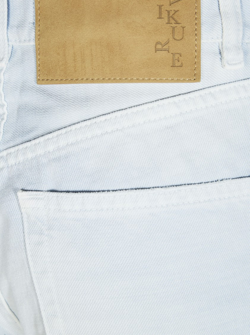 Haikure Light Wash Leather Patch Shorts
