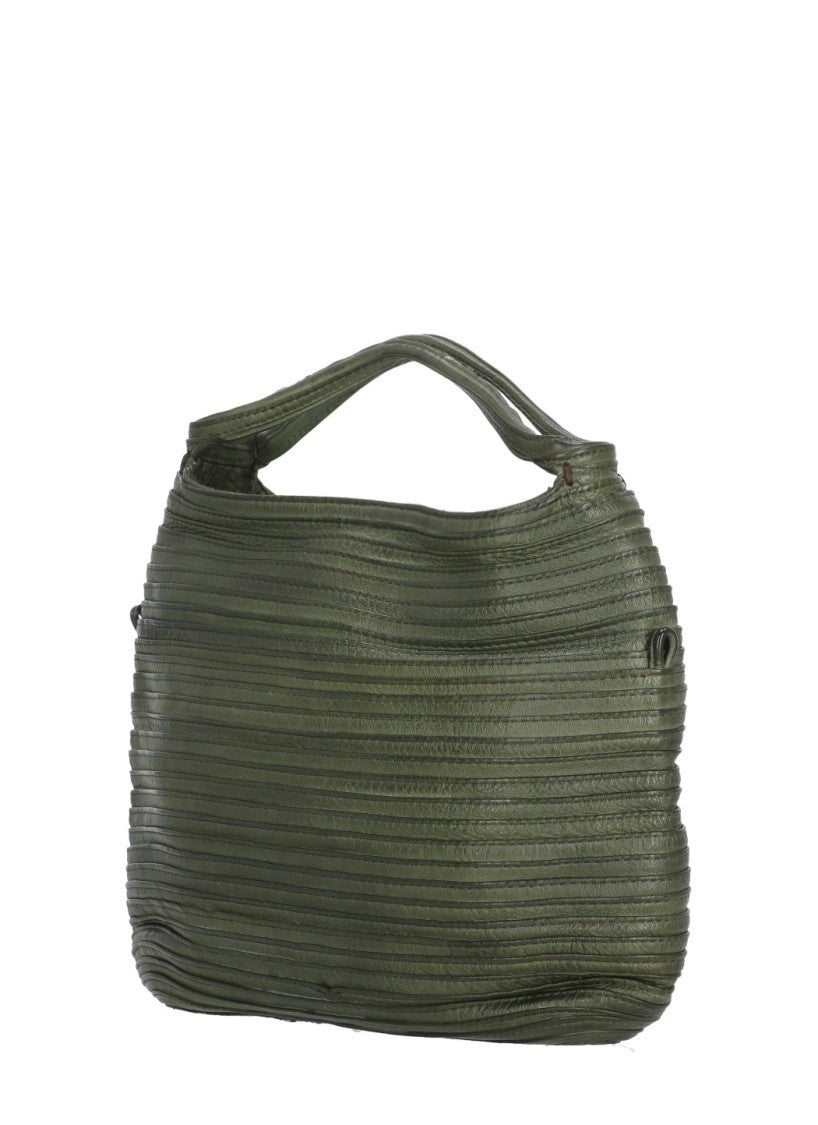 Majo Textured Green Leather Shoulder Bag With Magnetic Closure