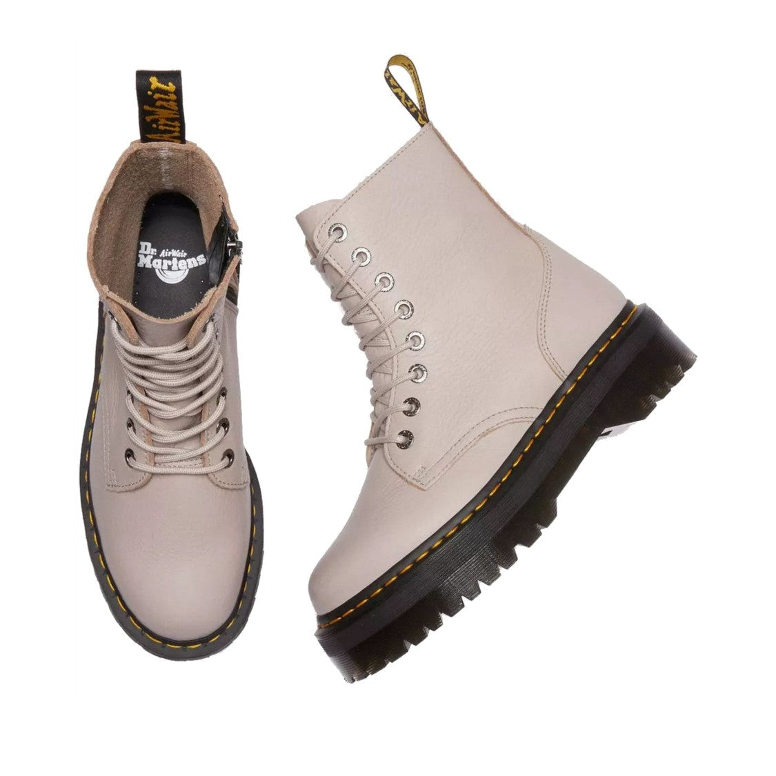 Dr. Martens Beige Jadon Iii Vintage Pisa Chunky Platform Leather Ankle Boots
