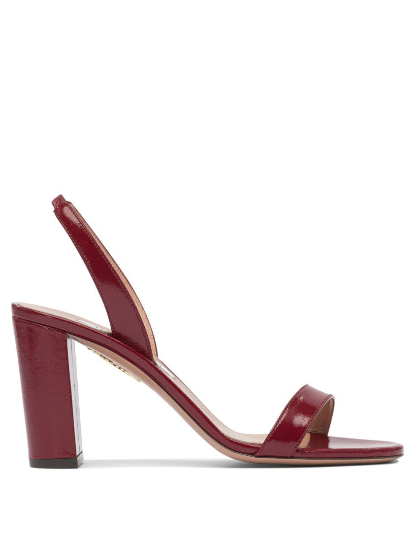 Aquazzura Red Block Sandals With Wide Strap