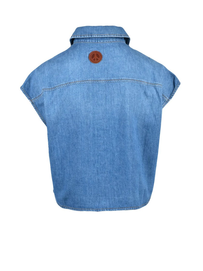 Mo5ch1no Jeans Blue Cotton Women Shirt