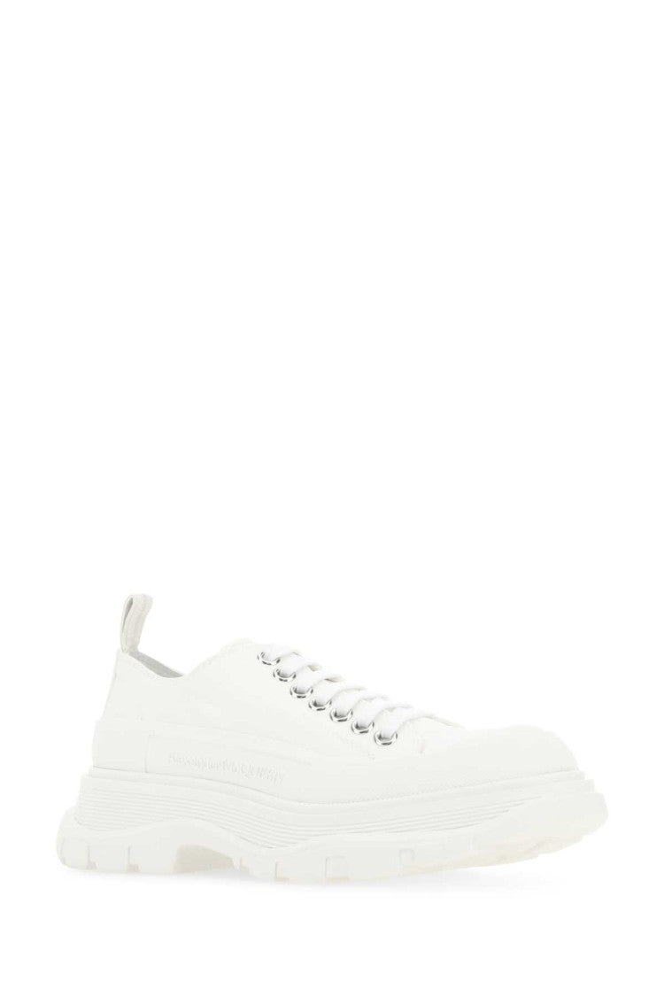 Alexander Mcqueen White Canvas Tread Slick Sneakers