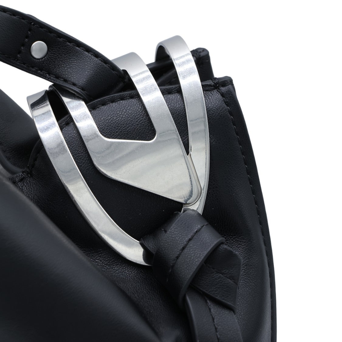 Diesel Soft Black Handbag With Silver Accents