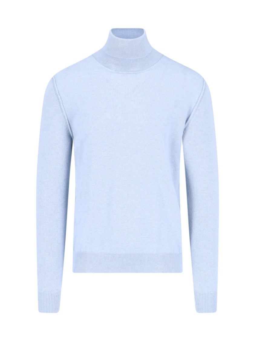 Maison Margiela Cashmere Knit Sweater With High Collar And Signature Embroidery