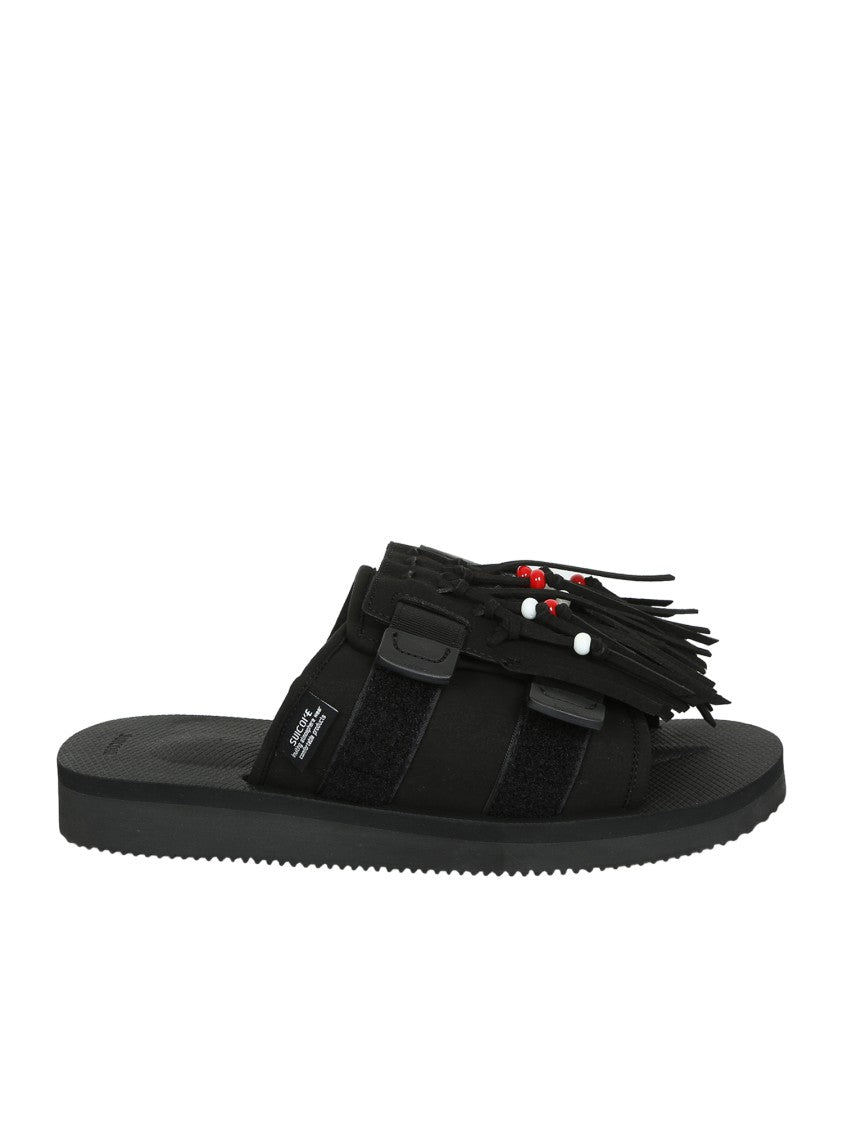 Suicoke Fringed Design Black Sandals