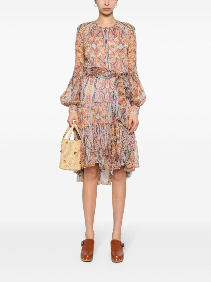 Etro Silk Chiffon Graphic Print Dress