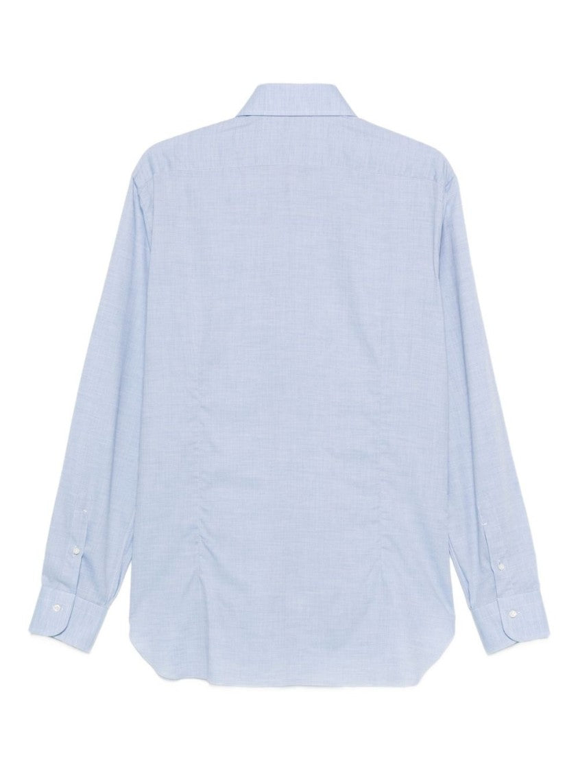 Barba Long-Sleeve Button-Up Shirt With Pointed Collar