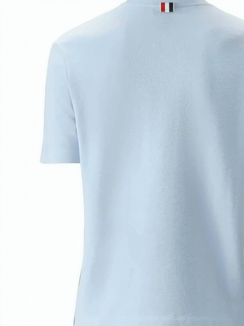Thom Browne Classic Pique T-Shirt With Subtle Tricolor Detail