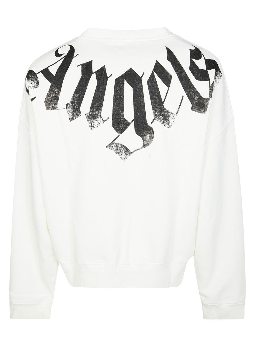Palm Angels White Big Neck Logo Cropped Sweatshirts