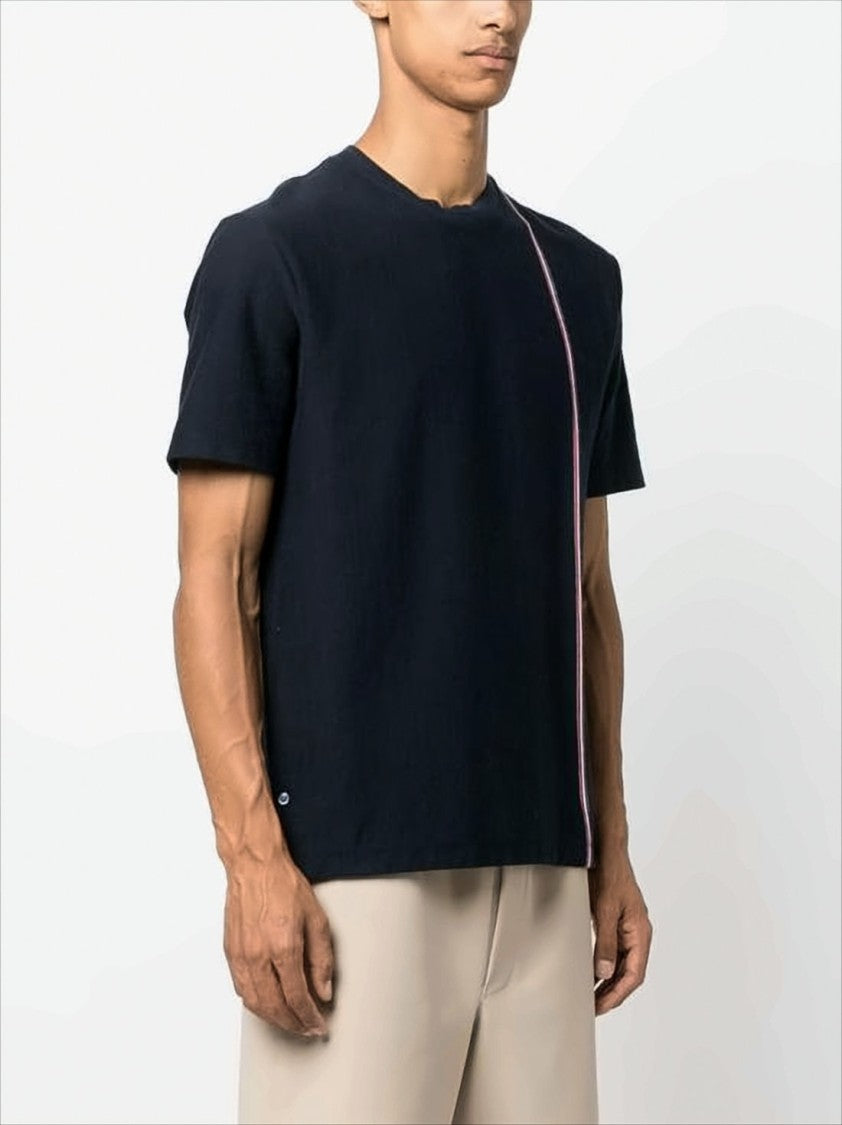 Thom Browne Short-Sleeved Crew Neck T-Shirt With Vertical Stripe Detail
