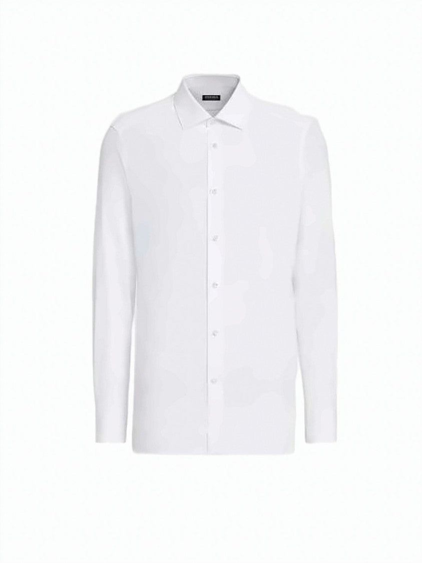 Ermenegildo Zegna Long-Sleeve White Shirt With Pointed Collar And Tailored Fit