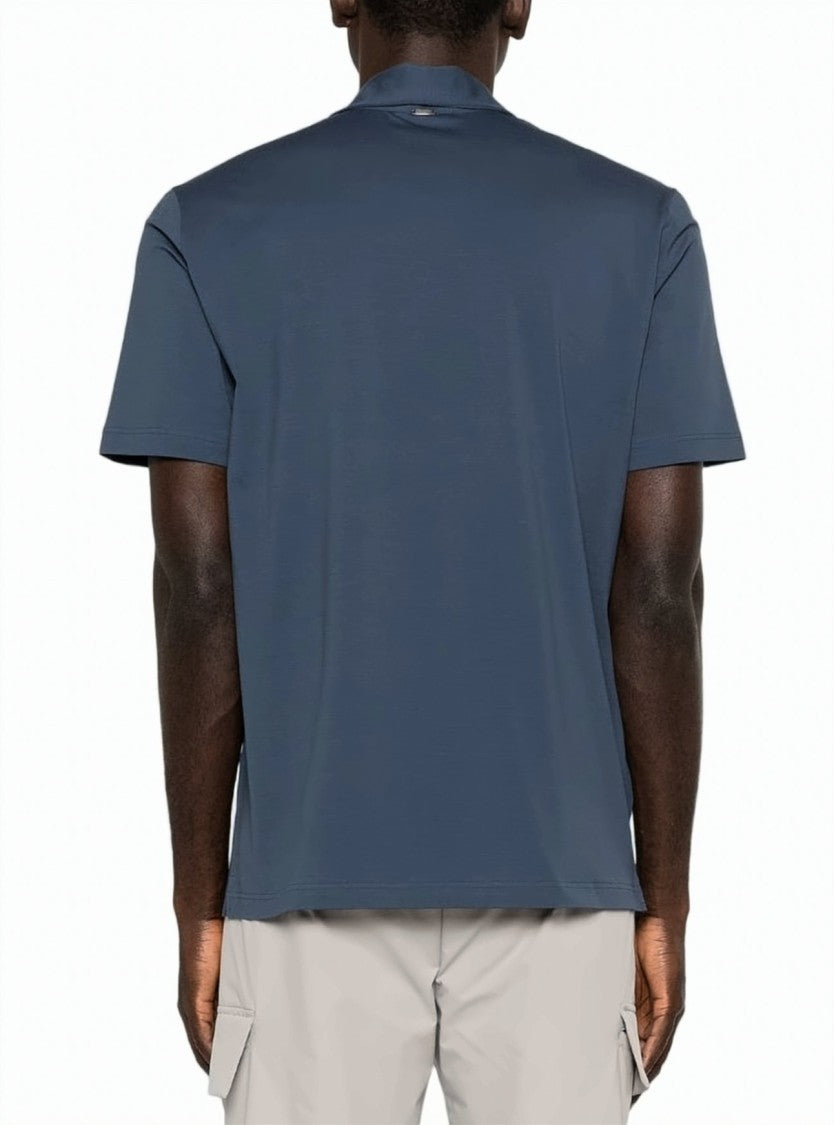 Herno Blue Cotton Solid Color Polo Shirt