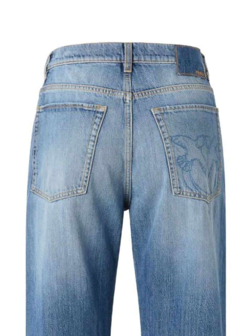 Pinko Wide Leg Faded Denim Jeans