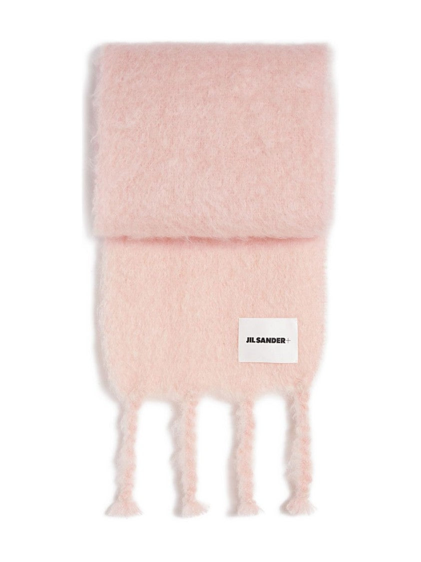 Jil Sander Fluffy Mohair Blend Scarf With Twisted Fringes