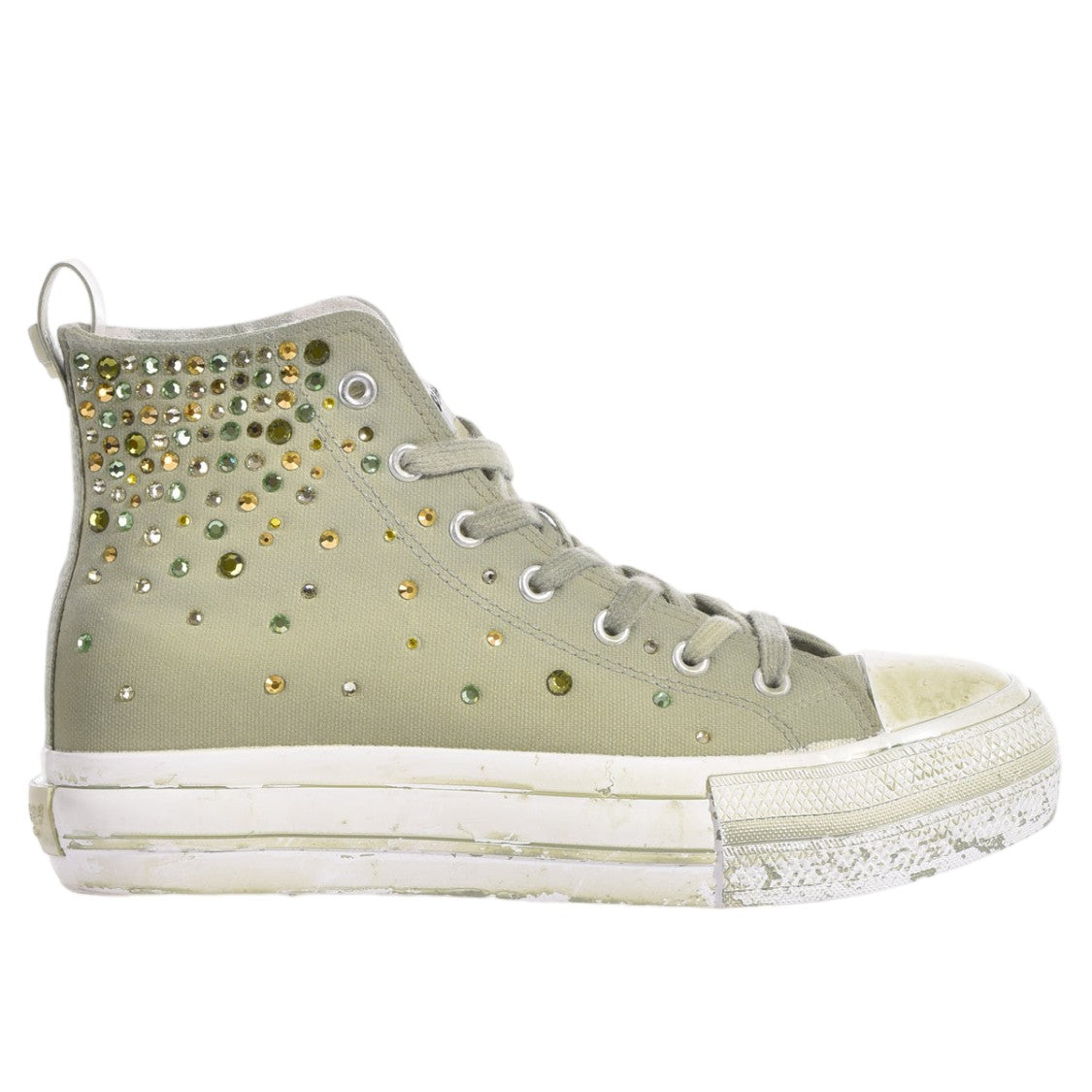 Mimanera Olive Darling Handcrafted Swarovski Platform Sneakers