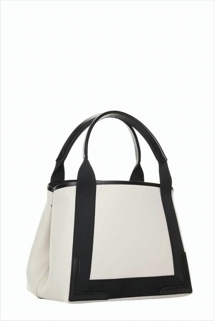 Balenciaga Structured Canvas Tote With Calf Leather Accents