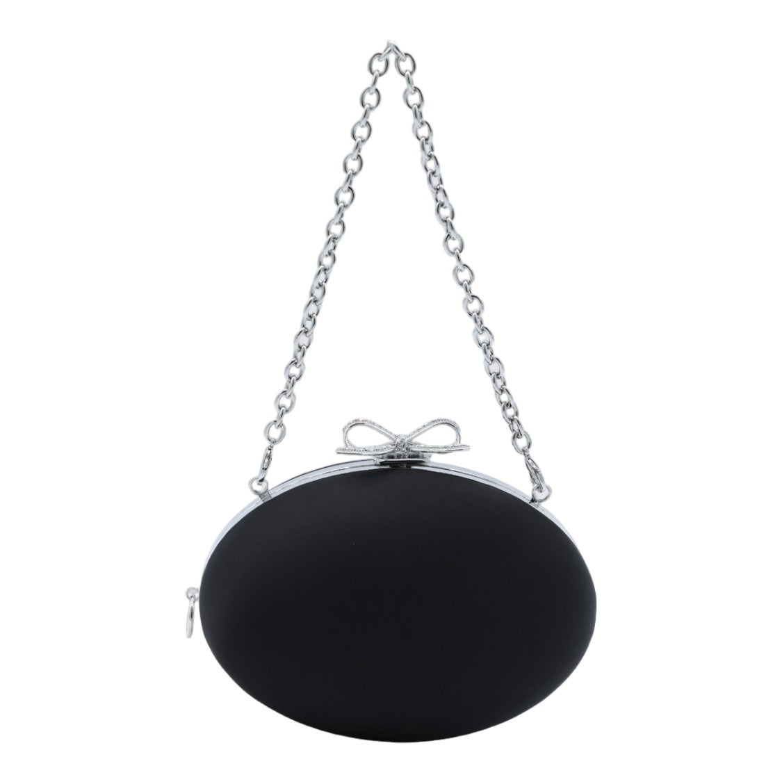 Self-Portrait Silver Oval Rhinestone Bow Frame Evening Clutch Bag