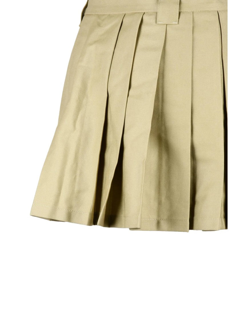 Moncler Beige Pleated Cotton-Blend Mini Skirt