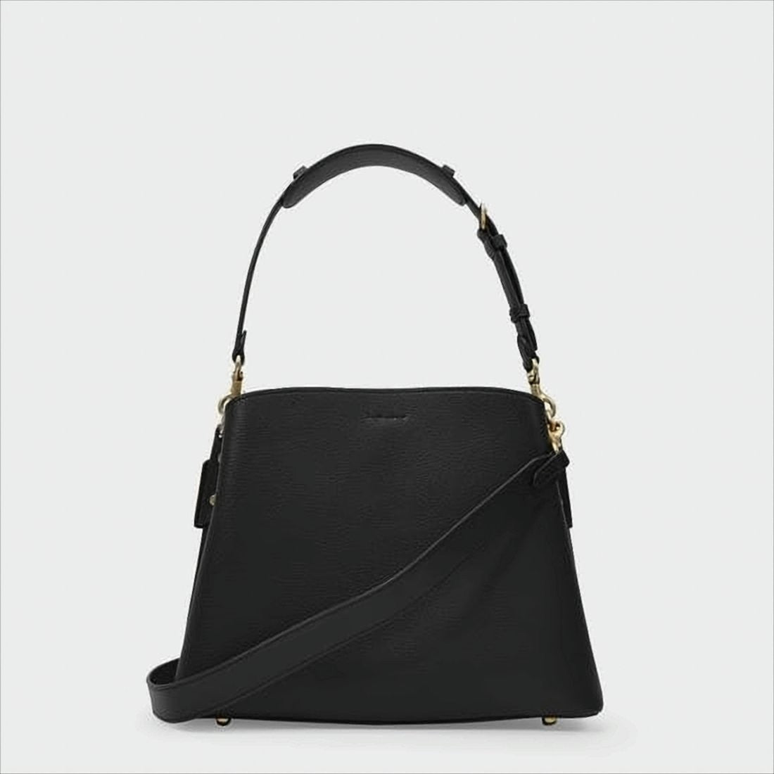 Coach Structured Textured Shoulder Bag With Metallic Clasp