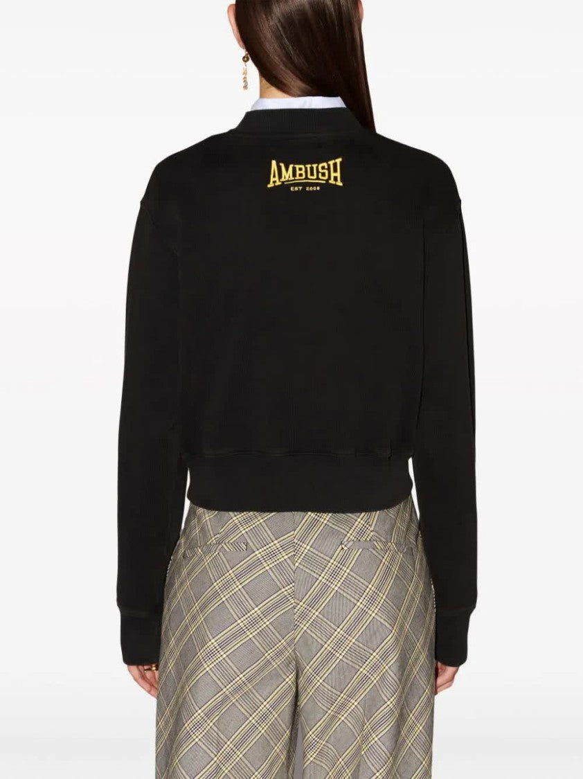 Ambush Black Scholarship Cropped Emblem Cotton Sweater