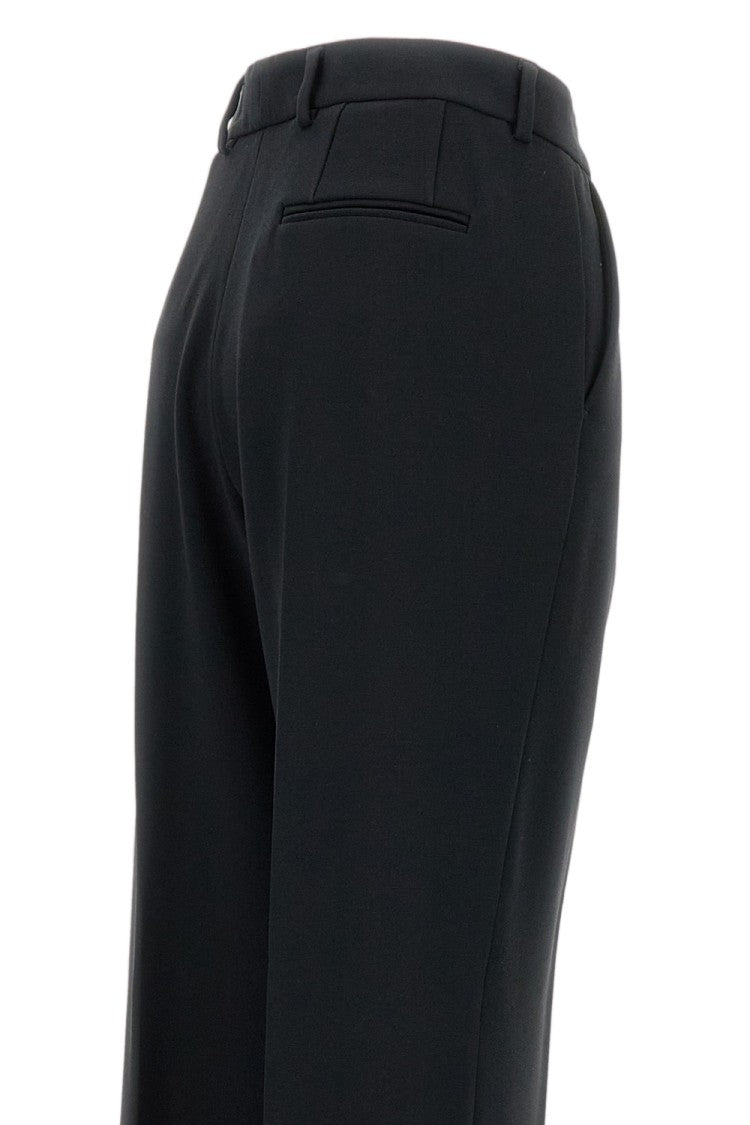 Alberto Biani Flared Black Cady Trousers With Tailored Silhouette