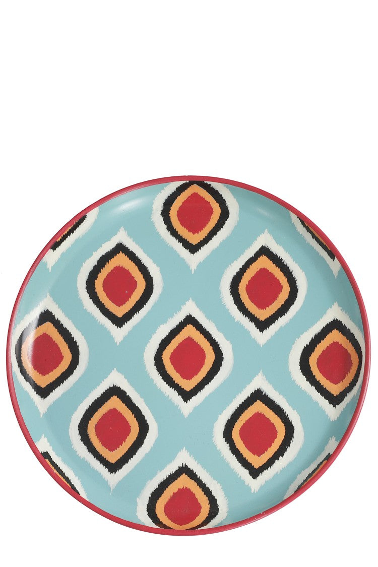 Les Ottomans Les Ottomans Light Blue And Orange Handpainted Iron Tray