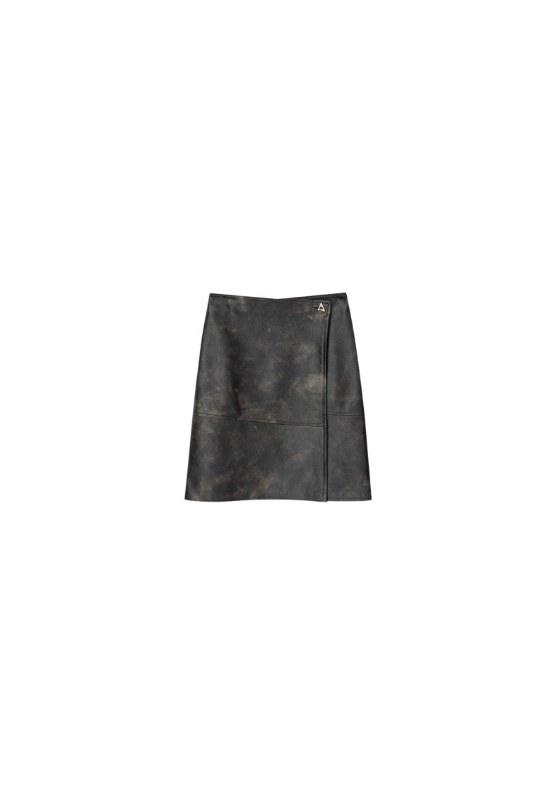 Aeron Doja - Vintage Leather Wrap Midi Skirt